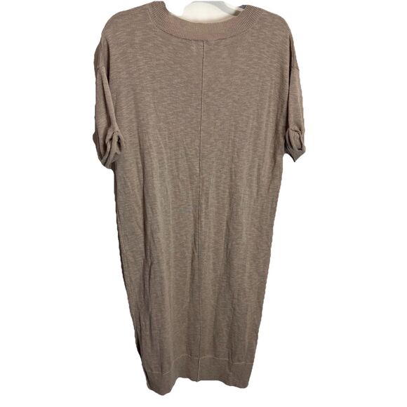 By Together Sweater Tee Dress Women Medium Tan Midi Knit V-neck Feminine Granny - Picture 6 of 6